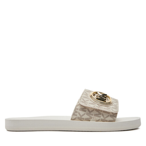 Pantoletten MICHAEL Michael Kors Mk Charm Slide 40R4MKFA1B Écru | eschuhe.de
