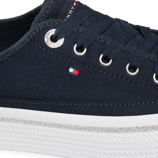 Tennis Tommy Hilfiger Glitter Detail Flatform Sneaker FW0FW05013 Bleu marine chaussures
