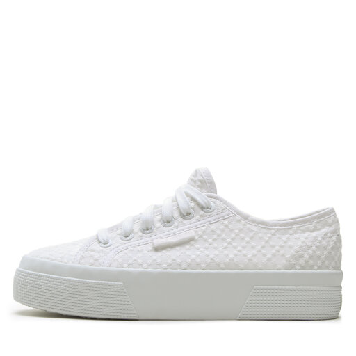 Sneakers aus Stoff Superga Platform MAcrame Rhombus 2740 S2126MW WeiB eschuhe