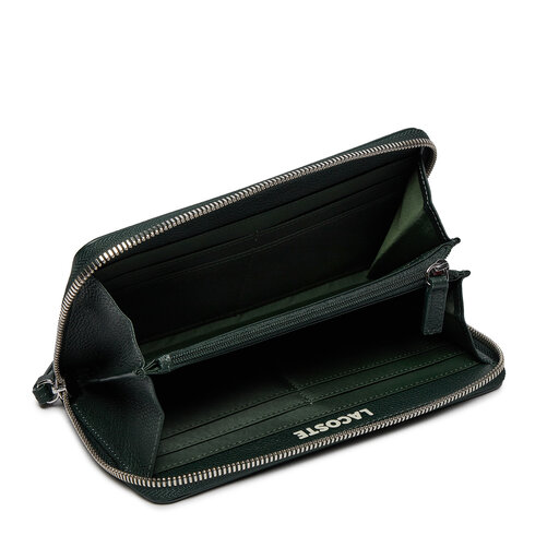Cartera grande para mujer Lacoste Large City Court leather Billfold NF4508IE Verde zapatos.es