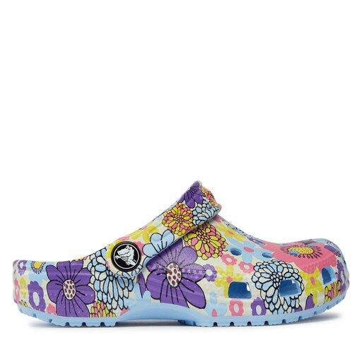 Pantoletten Crocs Crocs Classic Retro Floral Clog Kids 209059 Blau eschuhe