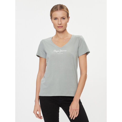 Pepe Jeans Damen Wendy T-Shirt – V-Ausschnitt, 100% Baumwolle, Logo-Print, Normale Passform