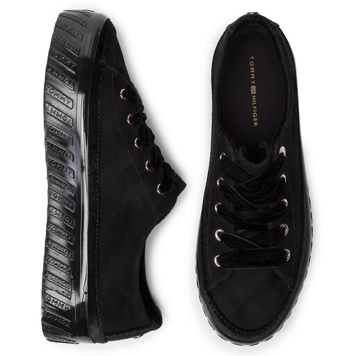 Sneakers Tommy Hilfiger Velvet Lace Flatform Sneaker FW0FW04311 Schwarz eschuhe
