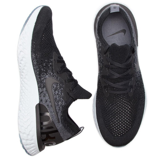 Nike epic react flyknit black hot sale black white