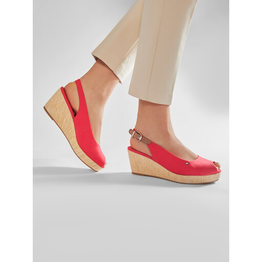 Espadrilles Tommy Hilfiger Iconic Elba Sling Back Wedge FW0FW04788 Rot eschuhe