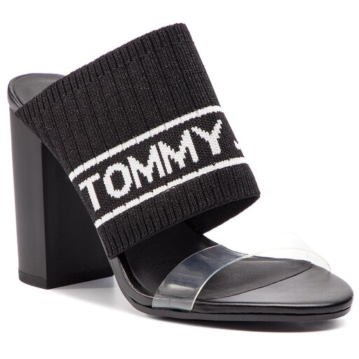 Klapki Tommy Jeans Knit Tommy Jeans Heeled Sandal EN0EN00532 Black 990 ...