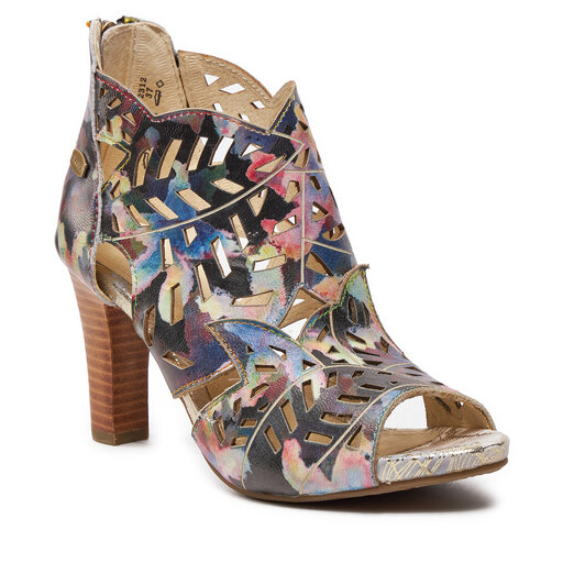 Laura Vita Damen Stiefel IDCANO 07 - Blumenmuster Mit Blockabsatz