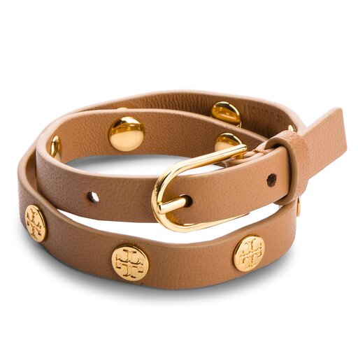 Bracelet Tory Burch Double Wrap Logo Stud Bracelet 11165816 Aged Vachetta/ Tory Gold 238 • 