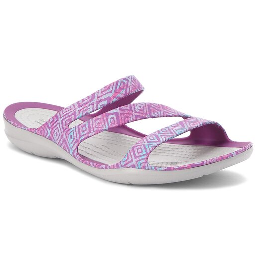 Pantoletten Crocs Swiftwater Graphic Sandal W 204461 Violett eschuhe