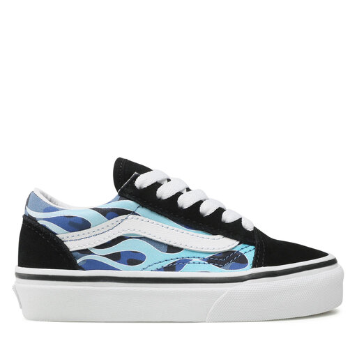 Vans old skool blue flames hot sale