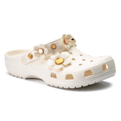 Klapki Crocs Classic Metallic Blooms Clog 205585 Oyster eobuwie .pl