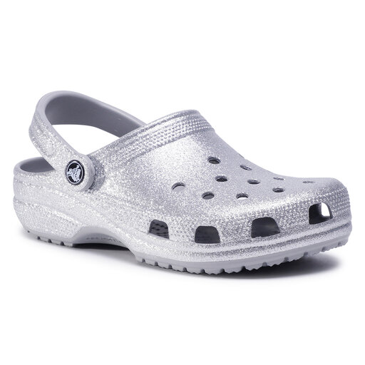 Womens silver glitter crocs cheap