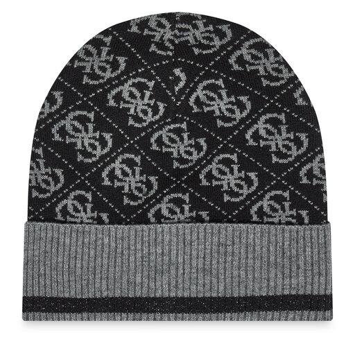 Gorro Beanie GUESS Negro Talla L - Mezcla De Acrílico, Poliéster Y Nylon | Con Solapa Y Parche De Logotipo Bordado