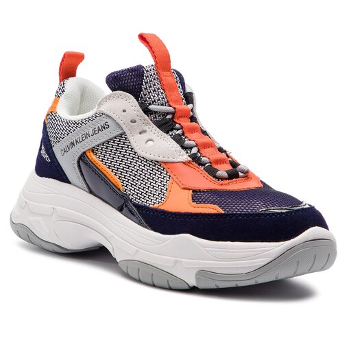 Calvin klein maya trainers top navy light grey orange