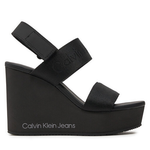 Sandales Calvin Klein Jeans Wedge Sandal Webbing In Mtl YW0YW01479 Noir chaussures