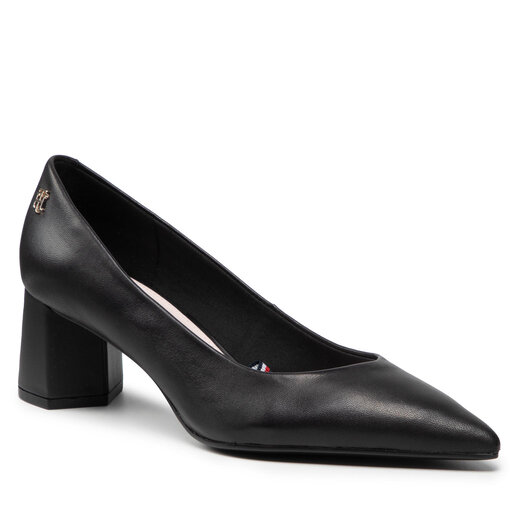 Halbschuhe Tommy Hilfiger Basic Leather Mid Heel Pump FW0FW06348 Schwarz eschuhe
