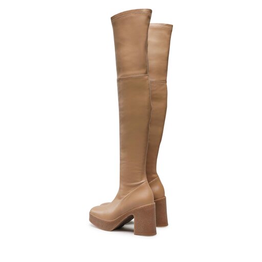 Beige over the shop knee boots