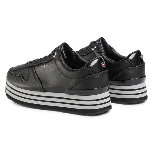 Sneakers Tommy Hilfiger Glitter Mix Flatform Sneaker FW0FW05236 Noir chaussures