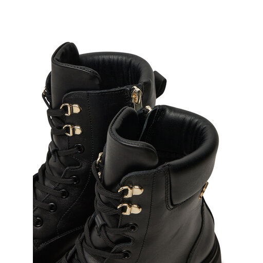 Schnürstiefeletten Tommy Hilfiger Lace-Up Biker Leather FW0FW08167 Schwarz