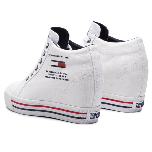 Sneakersy tommy jeans wedge casual sneaker en0en00543 white shop 100