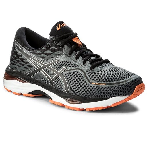 Asics men's gel-cumulus 19 shoe - carbon/black/hot orange top