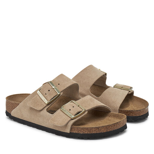 Klapki Birkenstock Arizona zamsz 1029260 Beżowy | eobuwie.com.pl
