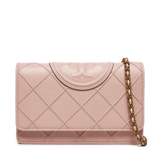 Sac a main Tory Burch Fleming Soft Polished Grain Chain Wallet 158604 Rose chaussures