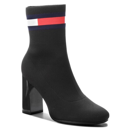 Botki Tommy Jeans Sock Heeled Boot EN0EN00277 Czarny eobuwie .pl