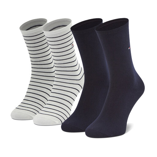 2 pares de calcetines altos para mujer Tommy Hilfiger 100001494 Off White  002