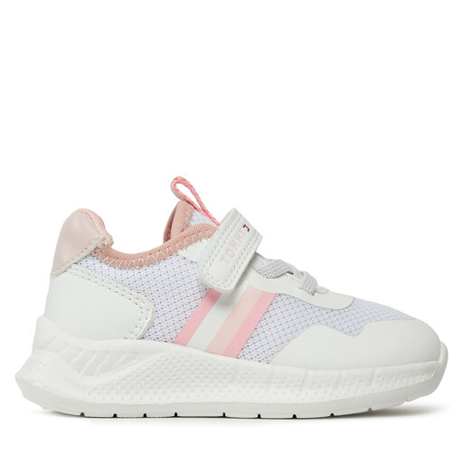 White/Pink Velcro Stripes M T1A9-33222-1697 Hilfiger Low Tommy Lace-Up X134 Cut Sneaker Αθλητικά