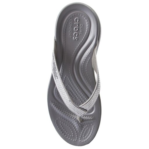 Zehentrenner Crocs Capri V Sequin W 204311 Silberfarben eschuhe