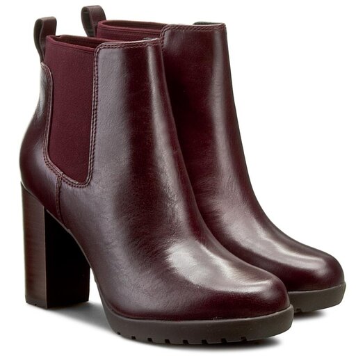 Botki Clarks Elipsa Dee 261205044 Aubergine Leather