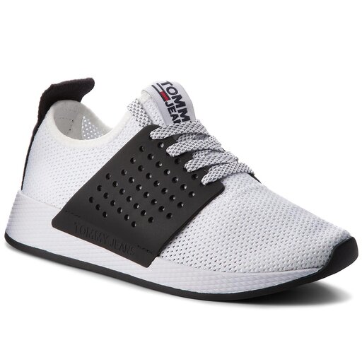 Sneakersy Tommy Jeans Knit Sneaker EN0EN00170 White 100