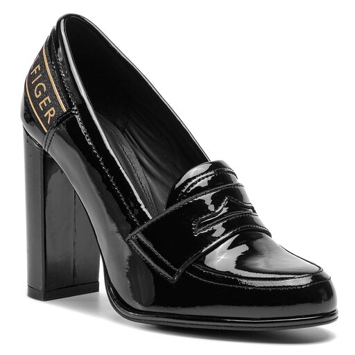 Halbschuhe Tommy Hilfiger Iconic Patent Loafer FW0FW04003 Schwarz eschuhe