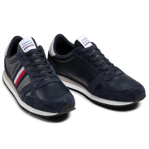 Laisvalaikio batai Tommy Hilfiger Runner Lo Leather Stripes FM0FM03430  Desert Sky DW5 • Www.eavalyne.lt