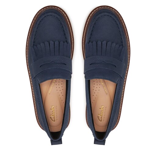Clarks navy blue loafers online