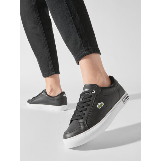 Lacoste black leather store sneakers