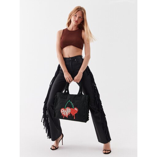 Torebka Pinko Beach Shopping PE 23 PLTT 100782 A0PZ Czarny