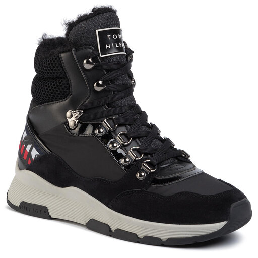 Zapatillas Tommy Hilfiger Patent Fashion Sporty Boot FW0FW04593 Negro |  zapatos.es