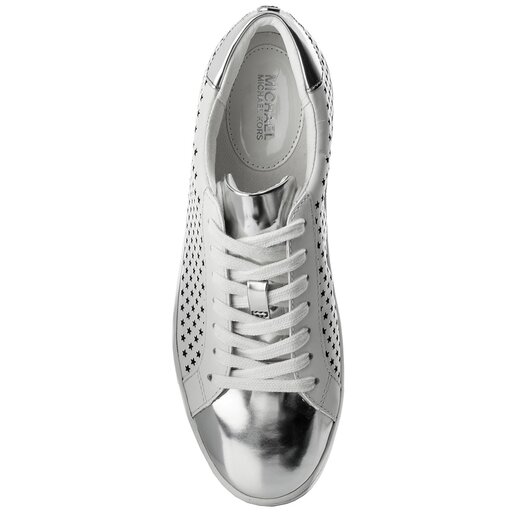 Optic White Michael Kors Irving Lace Up Silver Αθλητικά MICHAEL
