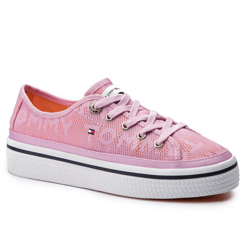 Sneakers aus Stoff Tommy Hilfiger Jacquard Flatform Sneaker FW0FW04071 Pink Lavender 518 eschuhe