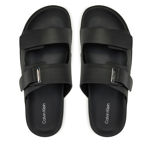 Sandály Calvin Klein Flat Adj Slide Eyelet HW0HW02489 Černá