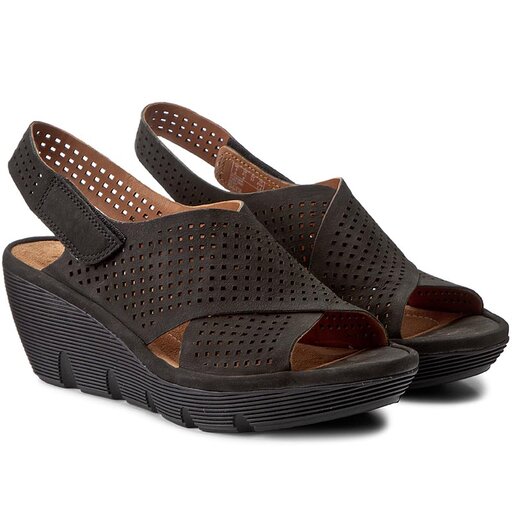 Sandaler Clarks Clarene Award 261154544 Black Nubuk eskor