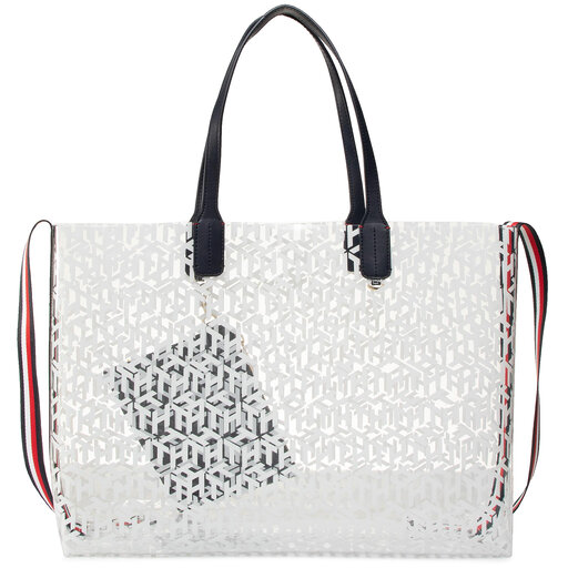 Bolso Tommy Hilfiger Iconic Tommy Tote Transparent AW0AW08319 Blanco zapatos.es