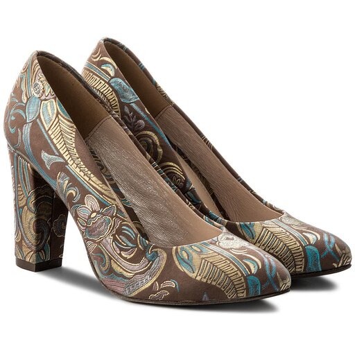 Block Heel Aerosoles Octagon Black Floral Lodičky Baldaccini