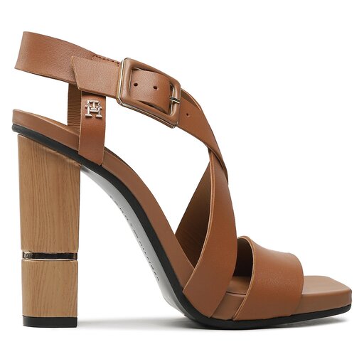 Sandalias Tommy Hilfiger Hardware Block High Heel FW0FW07016 Marrón