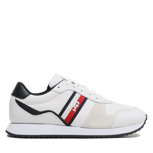 Zapatilla Tommy Leather Runner Hombre Blanco - Real Kicks