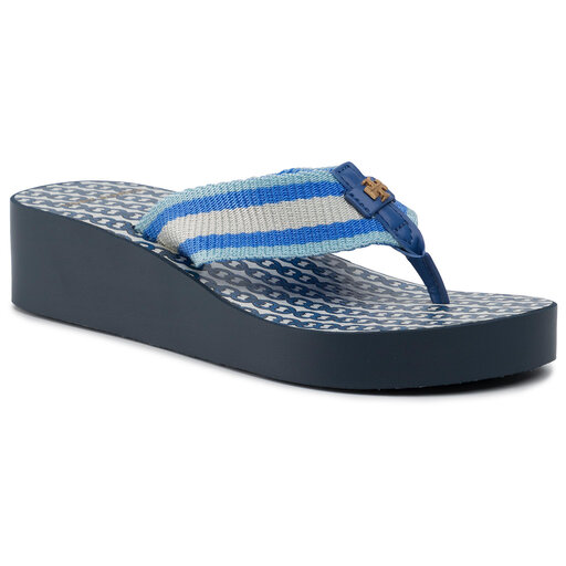 Zehentrenner Tory Burch Gemini Link Wedge Flip Flop 61714 Blau eschuhe
