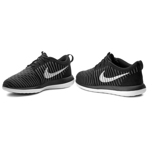 Zapatos Nike Roshe Two Flyknit GS 844619 001 Black White Anthracite Drk Gry