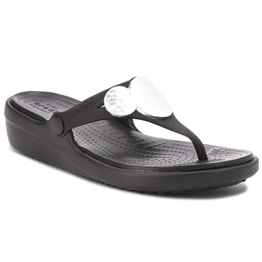 Chanclas Crocs Sanrah Embellished Wedge Flip 204009 Black
